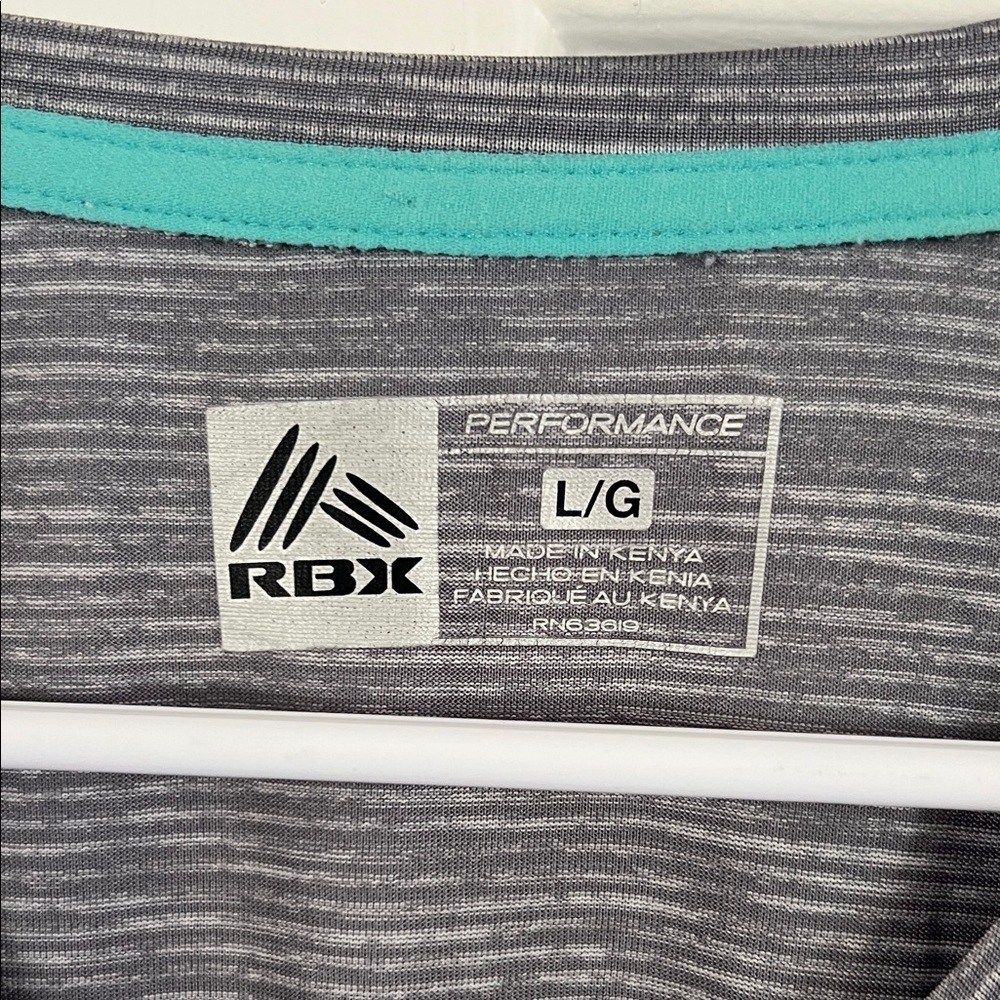 RBX Heather Gray Performance Top with Teal Trim - Picture 2 of 4